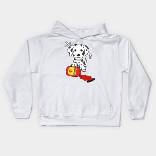 Funny Dalmatian Spilled Hot Sauce Kids Hoodie